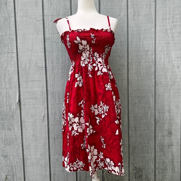Pacific Legend Dresses & Skirts - Pacific Legend Hawaiian Sundress Floral Smocked Made in Hawaii Red Size S‎